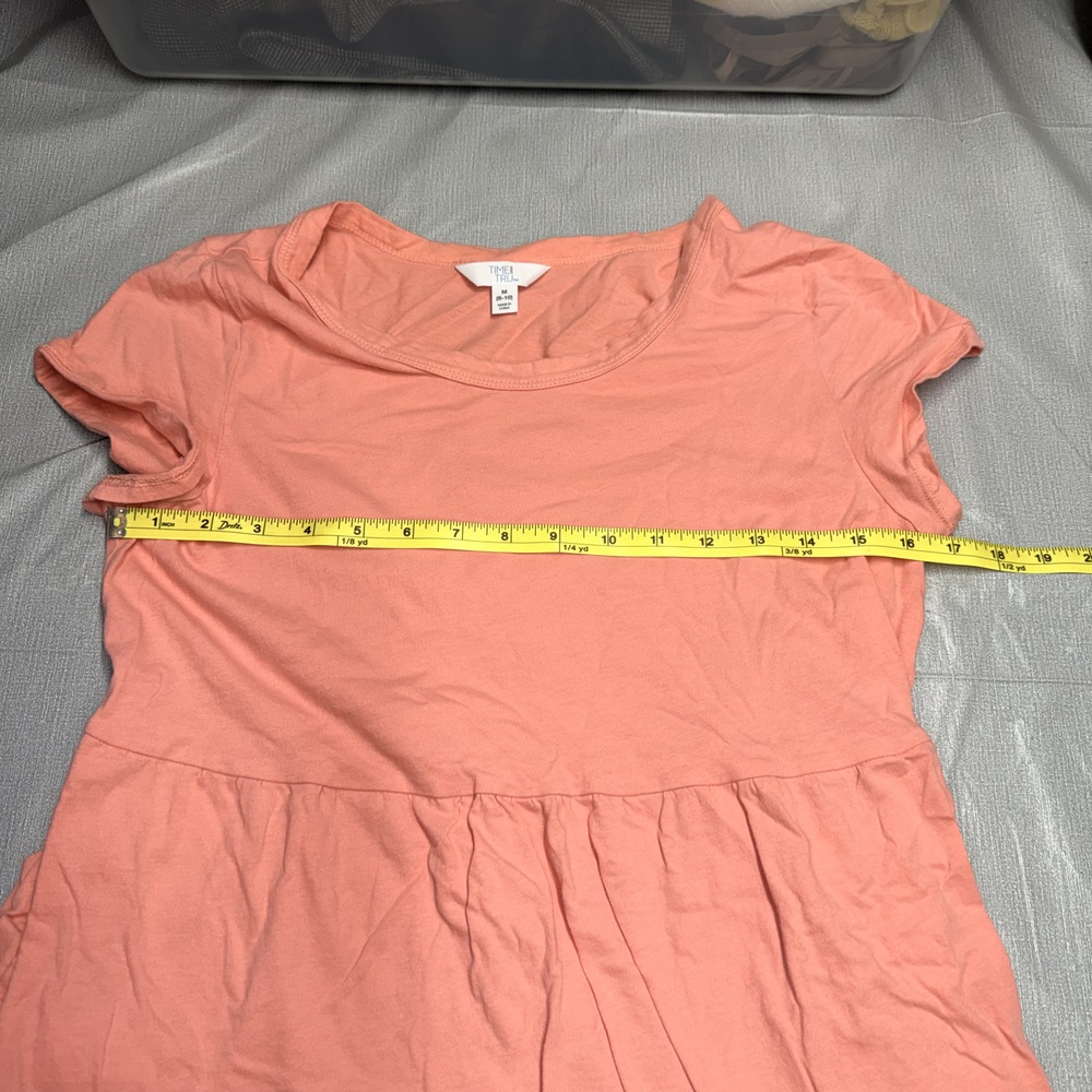 Time and Tru Girls Tiered T-Shirt Dress M 8-10 Coral Pockets - Picture 5 of 9